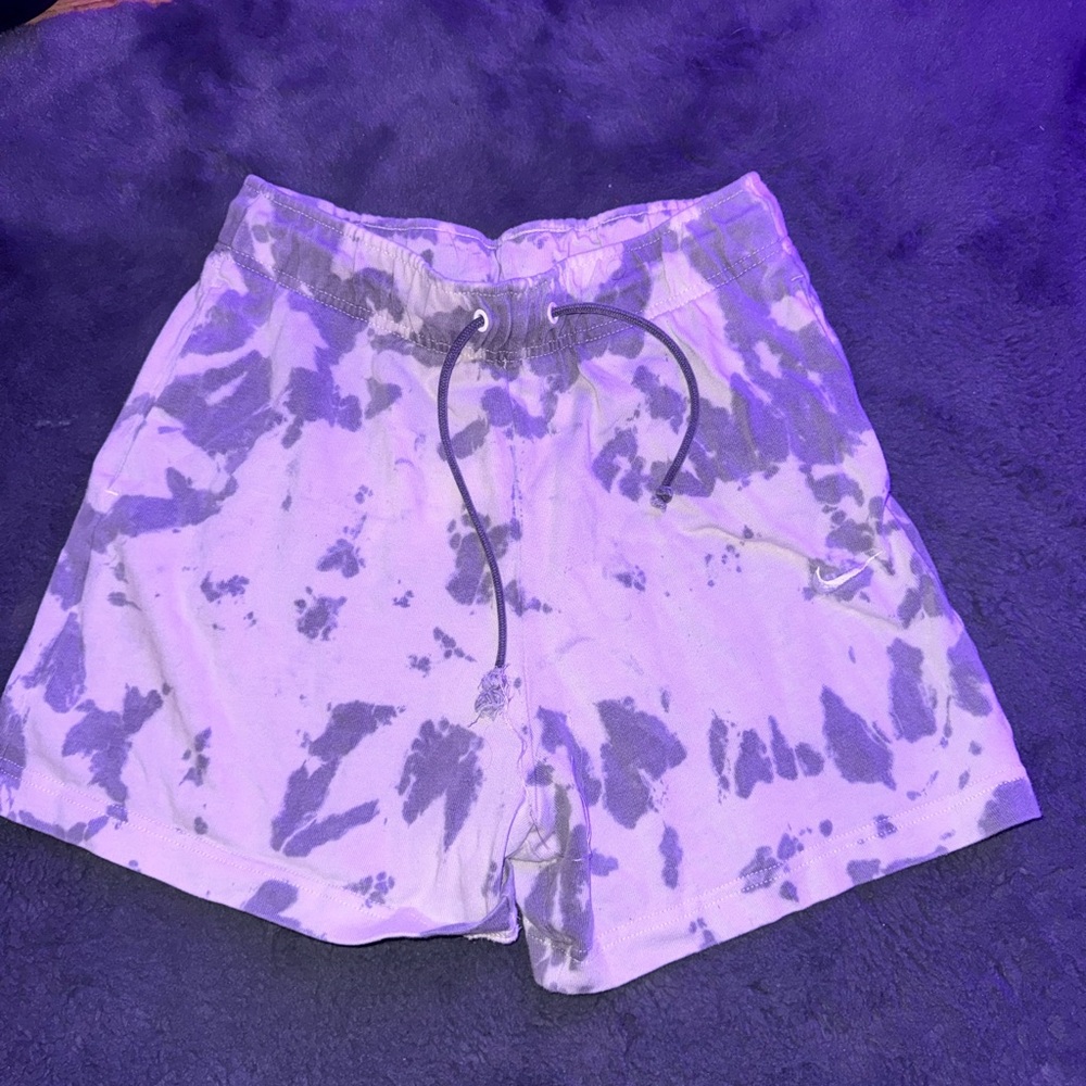 Nike Purple Athletic Shorts with Tie-Dye Pattern